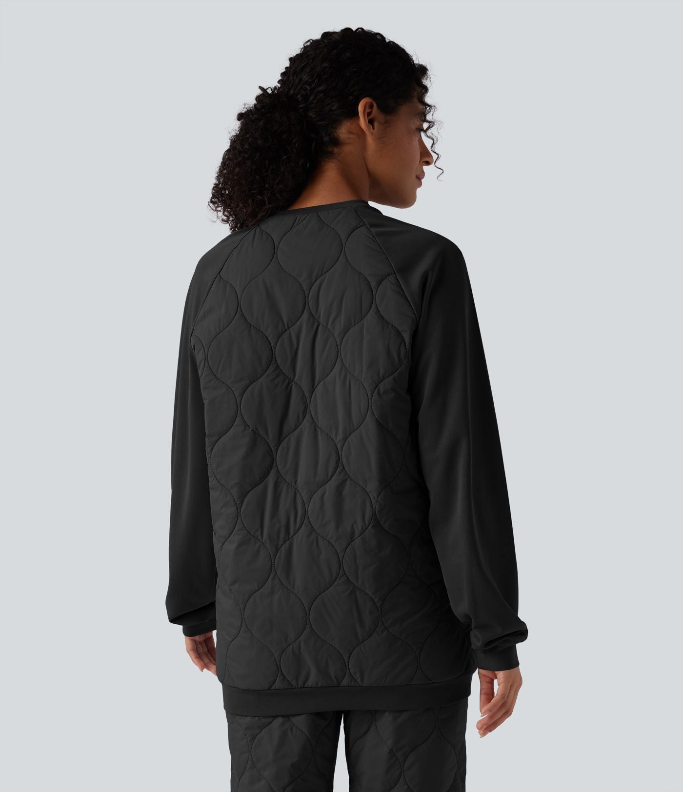 Sweat-shirt de sport matelassé camping à col rond et manches longues