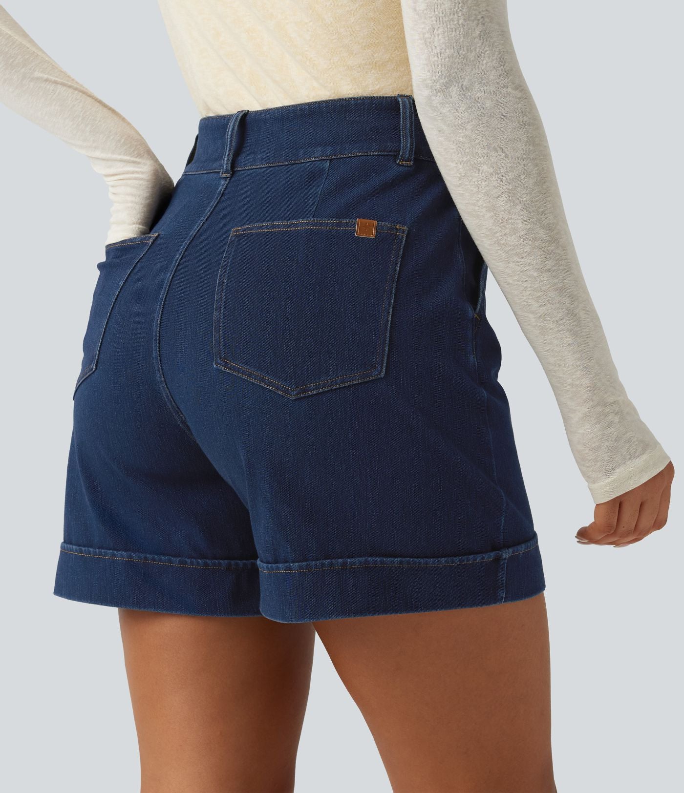 Short en jean casual taille haute Halara Flex™ 12,5 cm avec poches