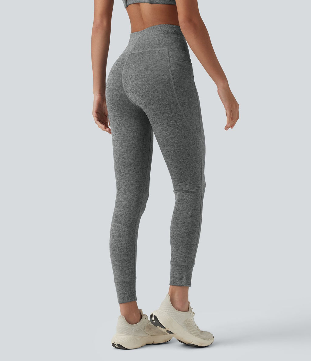 Legging 7/8 de yoga chiné taille haute séchage rapide avec cordon de serrage Halara UltraSculpt™ et poches