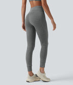 Legging 7/8 de yoga chiné taille haute séchage rapide avec cordon de serrage Halara UltraSculpt™ et poches