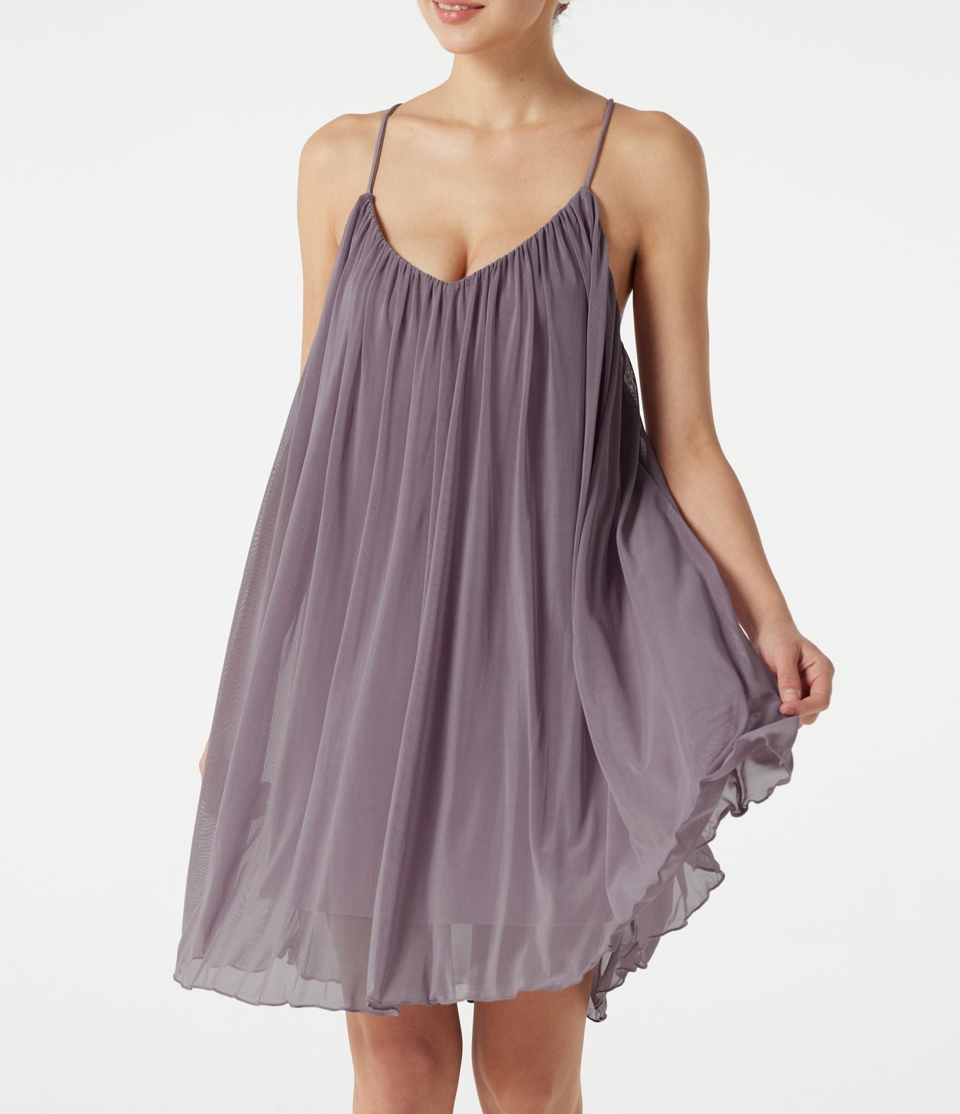 Robe nuisette mini de plage en mesh avec col V et dos noué