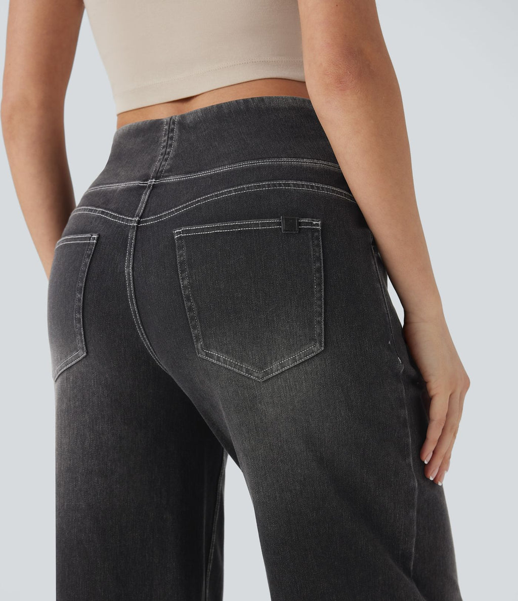 Jean décontracté ample gainant taille mi-haute avec poches Halara Flex™