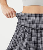 Jupe de tennis mini 2-en-1 bulle taille haute à carreaux froissés et séchage rapide avec poches