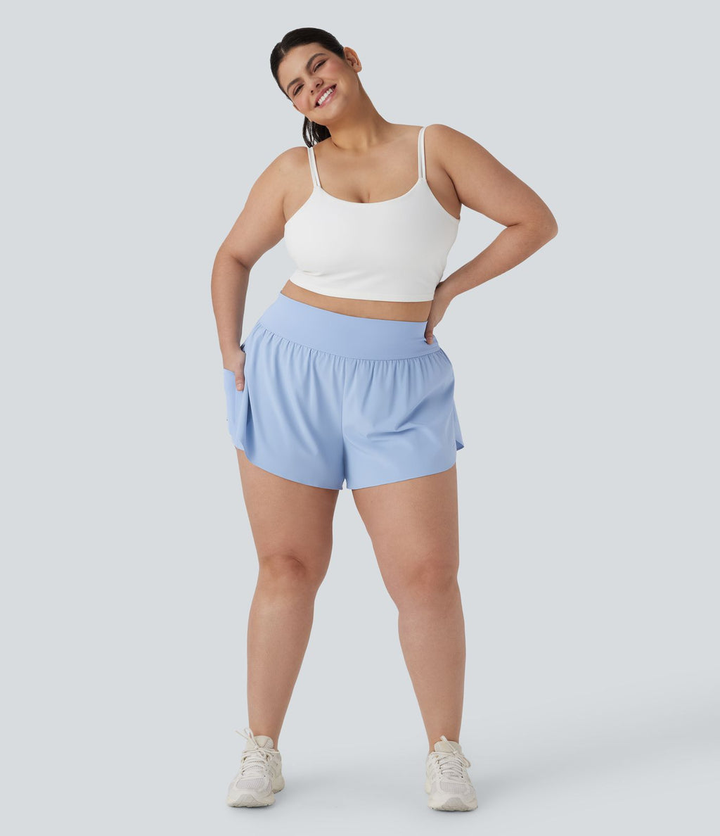 Short de course 2-en-1 Softlyzero™ QuickDry taille haute avec points réfléchissants, ourlet croisé et poches - grandes tailles