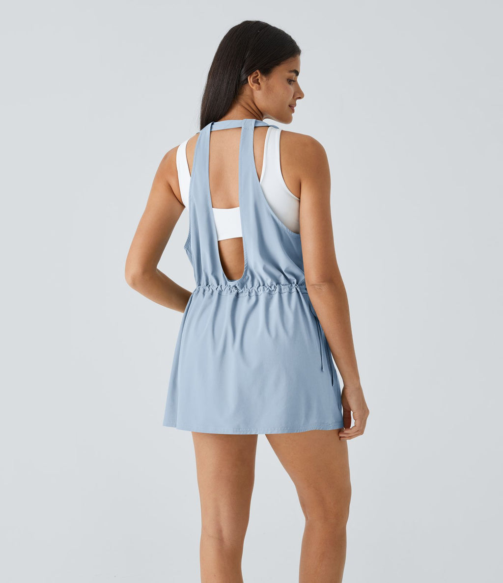 Breezeful™ Robe Sport Randonnée Mini Séchage Rapide 2 Pièces Dos Nu Poches Multiples Cordon de Serrage