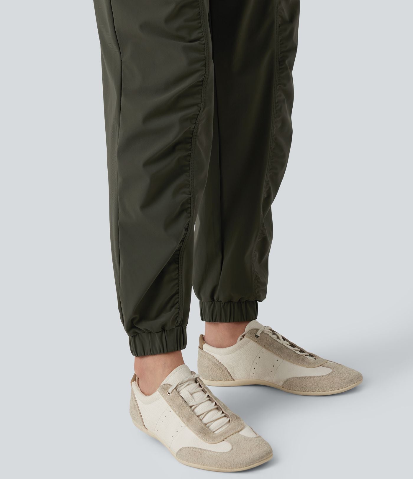 Jogging de course fuselé froncé taille mi-haute à cordon de serrage, séchage rapide, à effet frais InstantCool, avec poches, protection solaire UPF40+