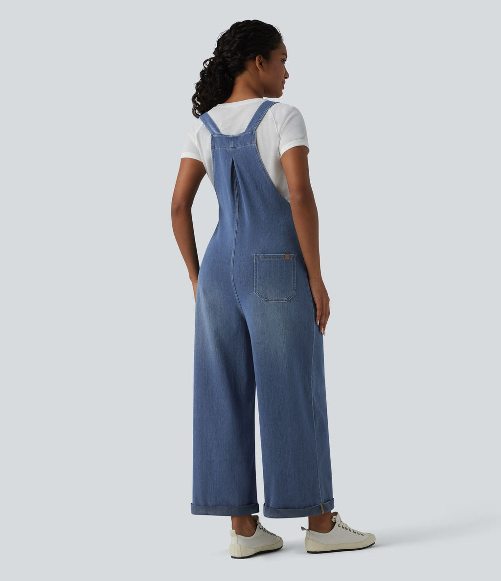 Halara Flex™ Salopette en denim coupe large avec poches