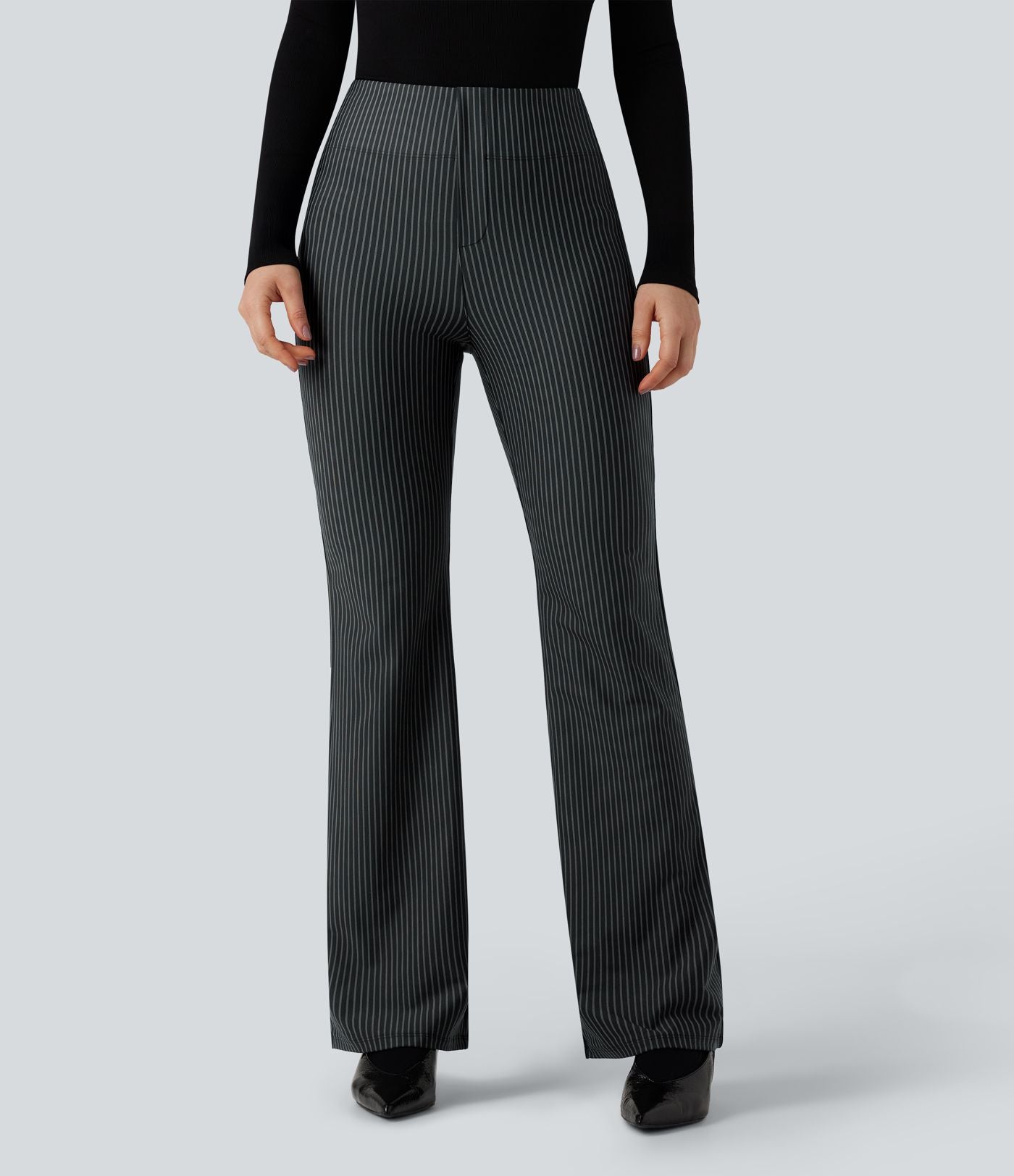 Pantalon de travail Halara Flex™ évasé à rayures, taille haute, avec poches