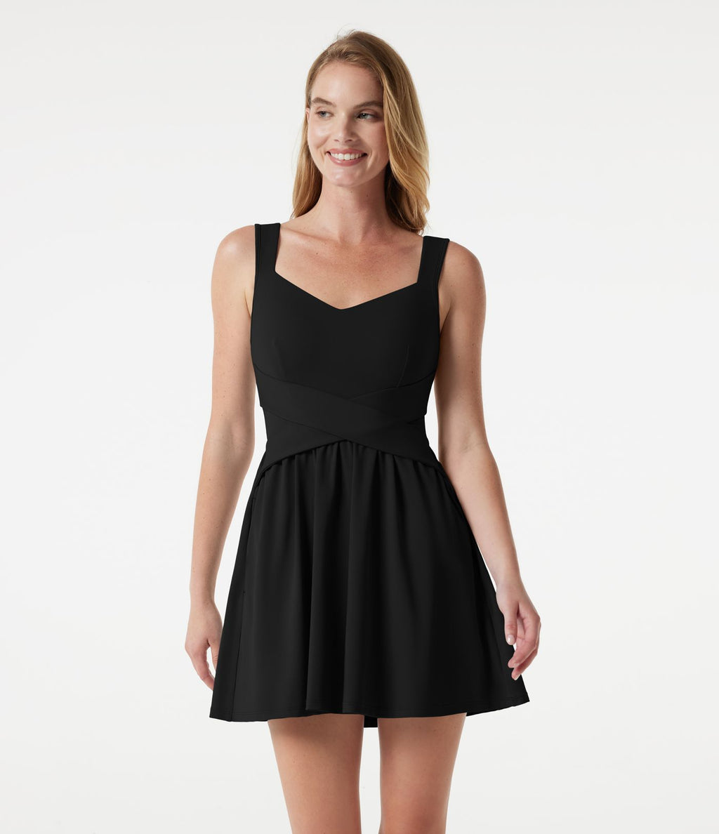 Robe mini fluide décontractée, brassière intégrée, à poches