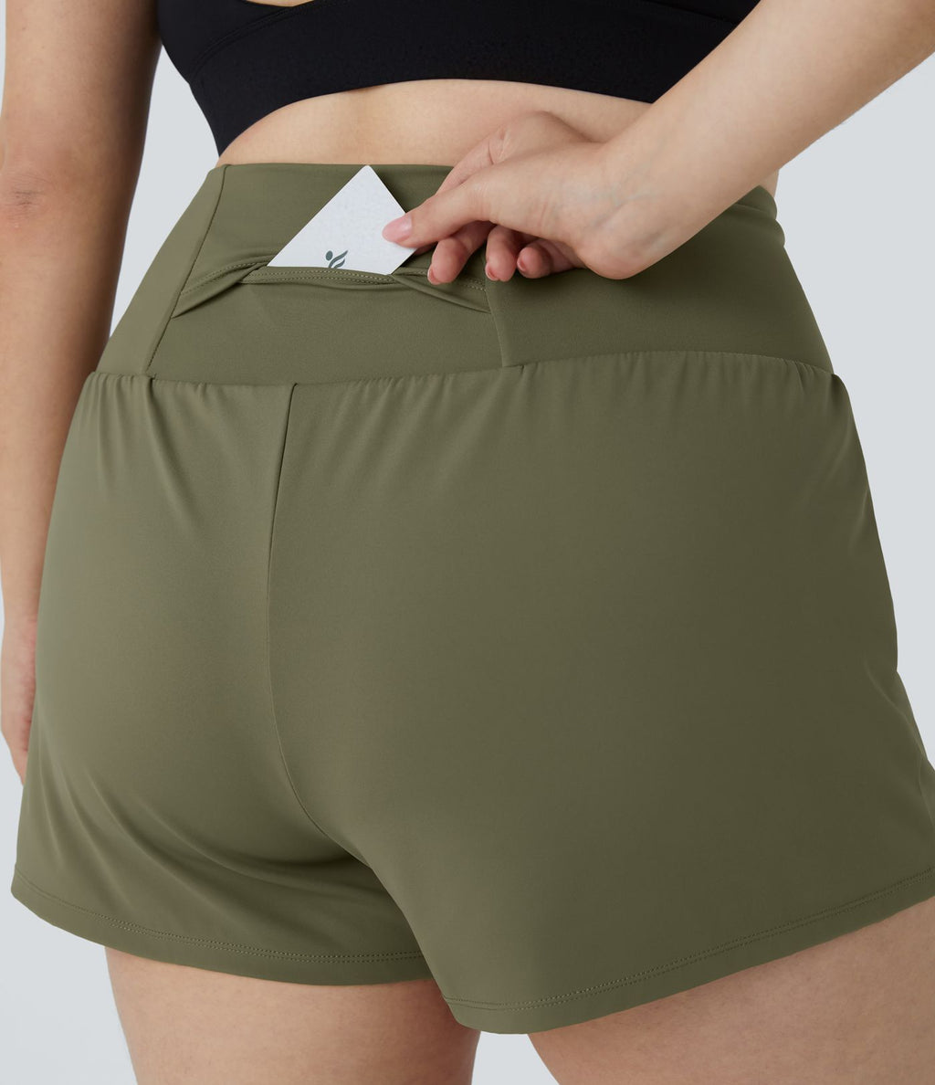 Short 8,8cm Sport Grande Taille 2 en 1 avec Poches Arrière et Poches Latérales Cachées