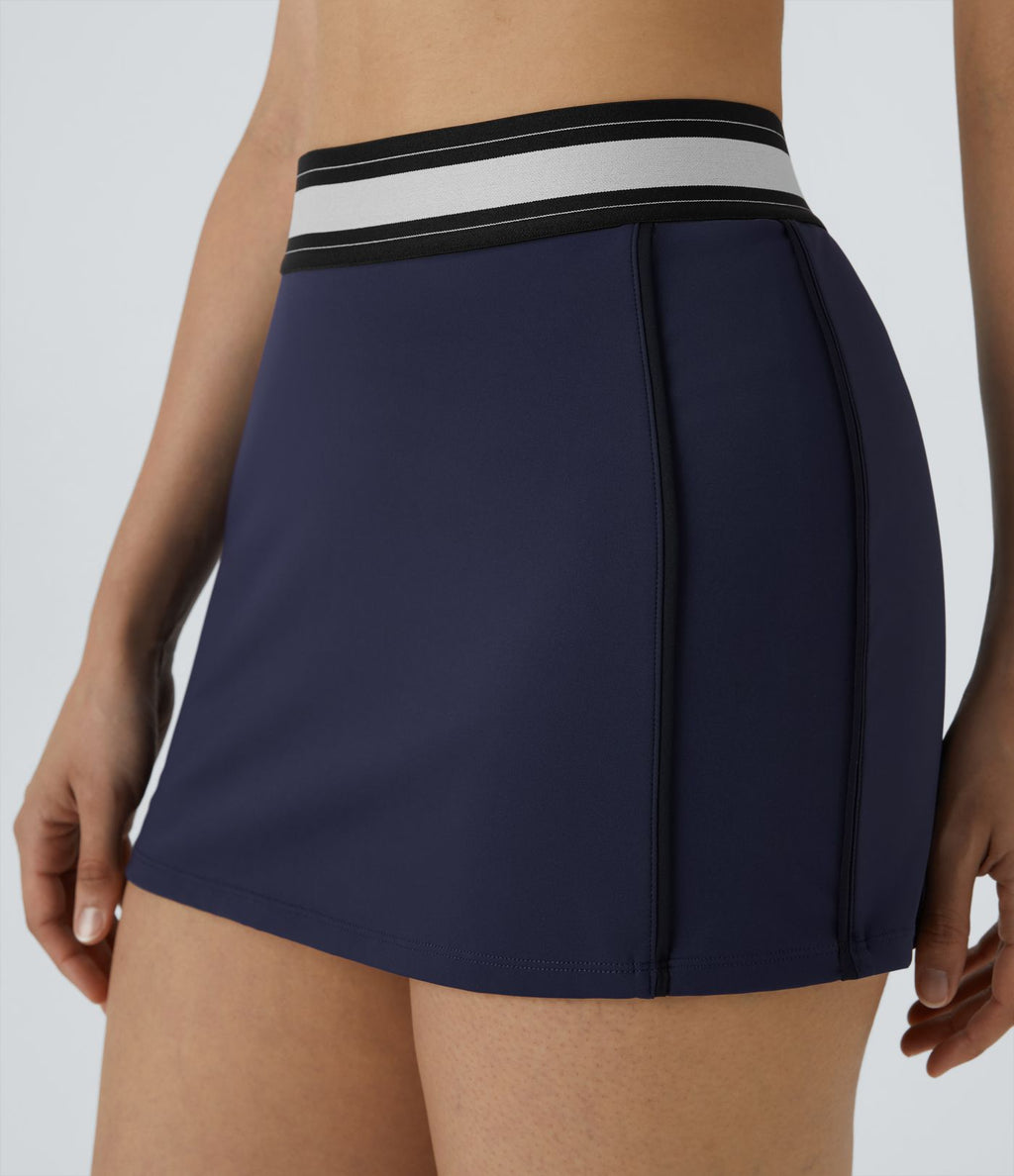 Jupe de tennis SoftlyZero™ Airy micro mini 2-en-1 à taille haute et color block ajustée au corps à effet frais InstantCool