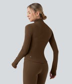 Veste de yoga Halara UltraSculpt™ col montant push-up manches longues à trous pouces avec poches
