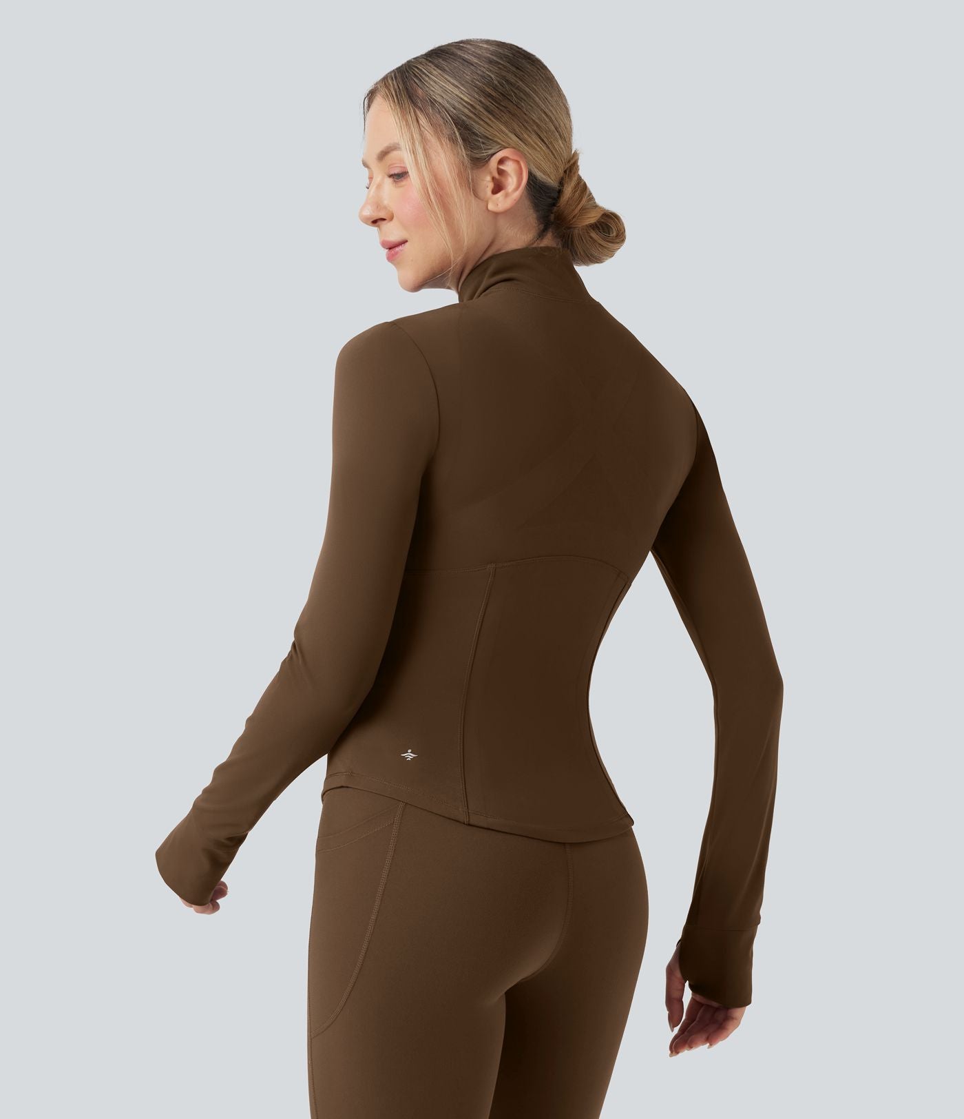 Veste de yoga Halara UltraSculpt™ col montant push-up manches longues à trous pouces avec poches