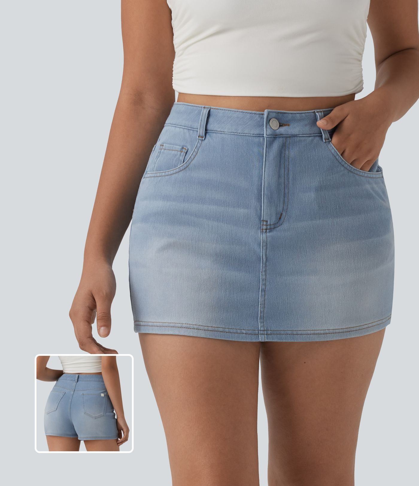 Skort Halara Flex™ jean décontracté taille haute micro avec poches