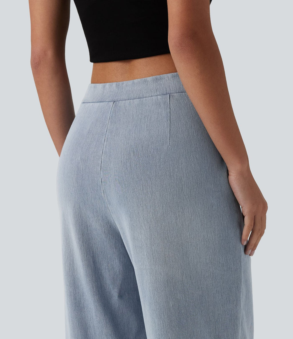 Jean droit Halara Flex™ casual taille mi-haute asymétrique avec poches