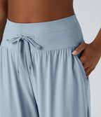 Pantalon large décontracté taille haute cordon de serrage poches latérales effet frais InstantCool