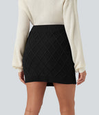 Jupe pull courte moulante taille haute