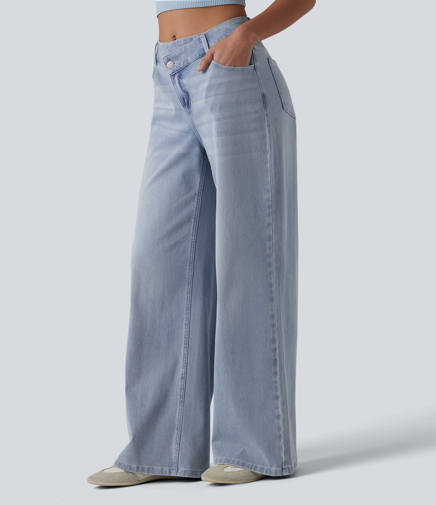 Jean large décontracté Halara Flex™ asymétrique taille mi-haute avec poches