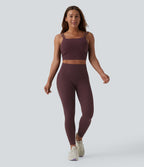 Débardeur de yoga cropped Halara UltraSculpt™ à doubles bretelles dos torsadé ouvert avec soutien-gorge intégré – Bonnets E-G