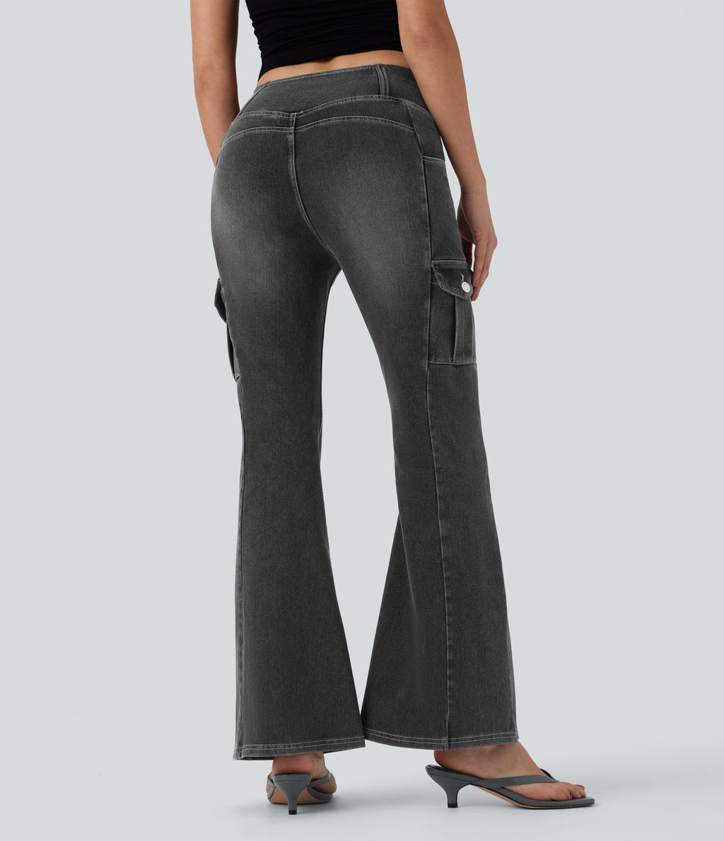 Legging denim bootcut croisé Halara Flex™ taille mi-haute avec poches
