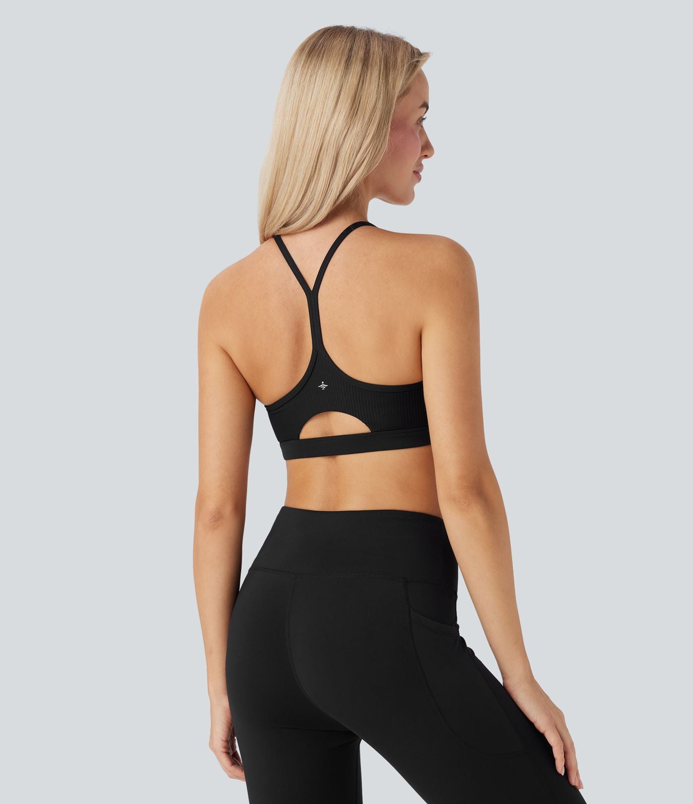 Brassière de sport yoga maille côtelée soutien léger à découpes bonnets A-D