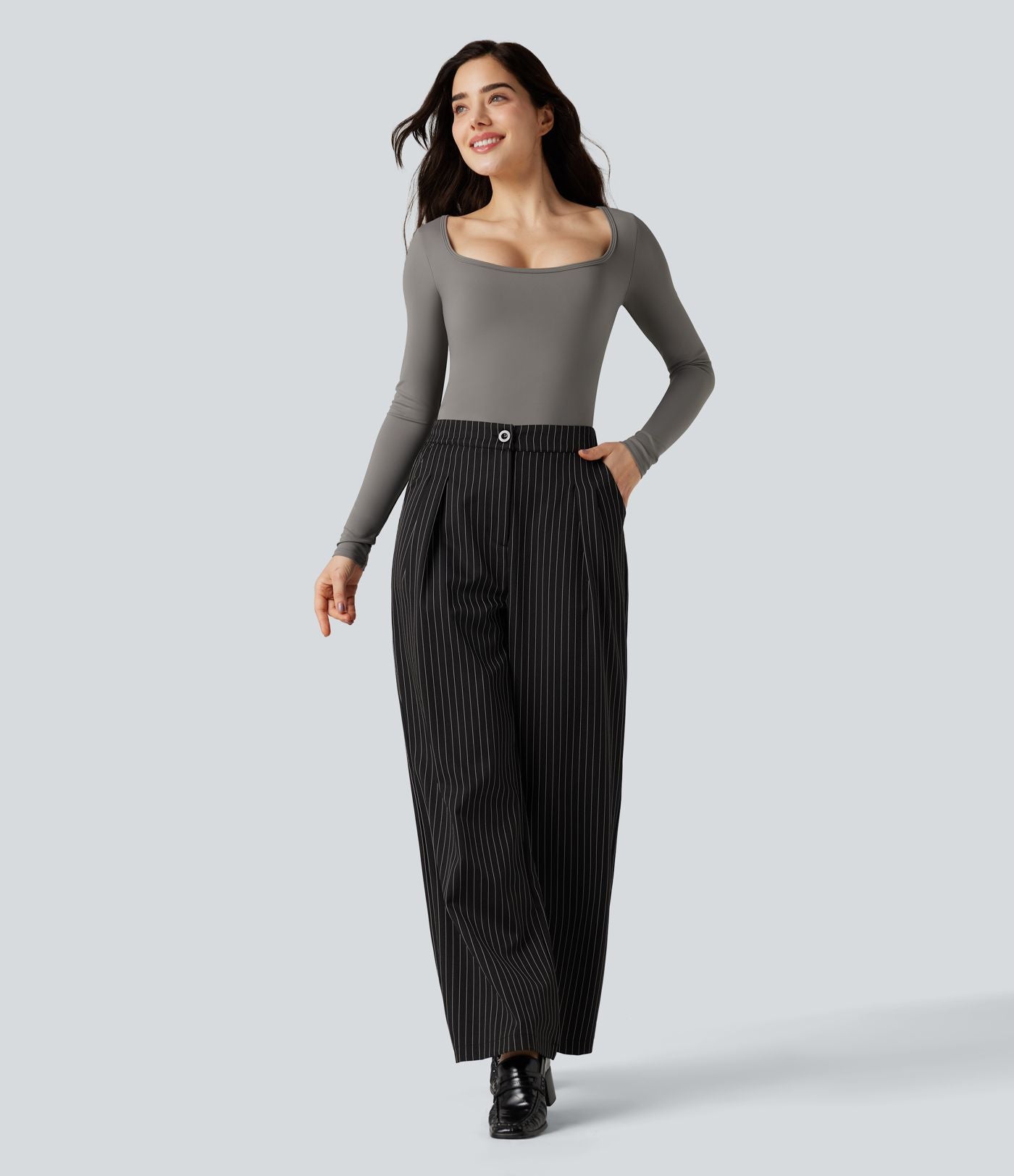 T-shirt tailleur SoftlyZero™ Airy col échancré manches longues