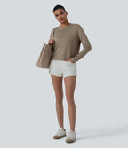 T-shirt casual col rond manches longues coupe ample