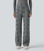 Pantalon tailleur Halara Flex™ à carreaux taille haute coupe droite avec poches