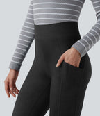 Legging casual taille haute en daim avec poches