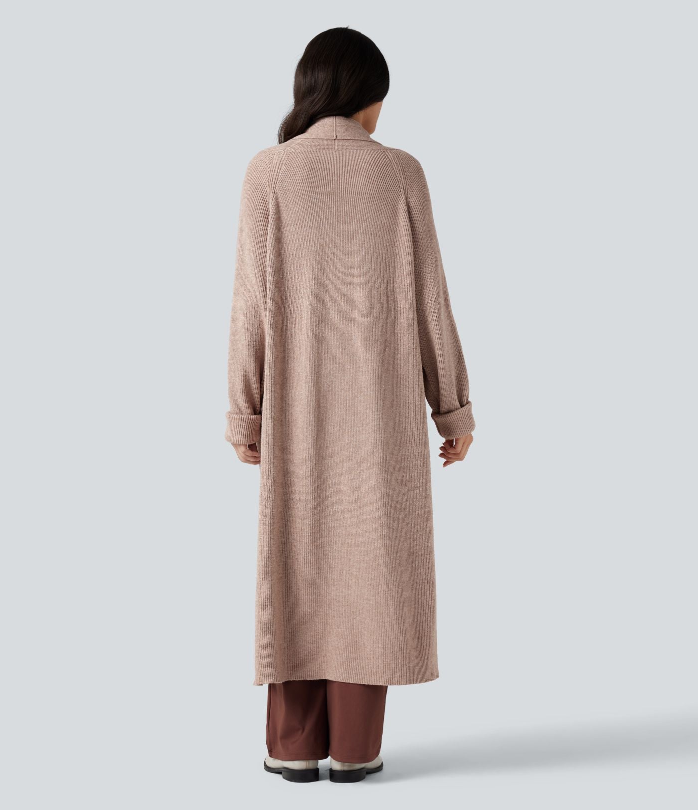 Cardigan long tailleur manches longues avec poches