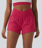 Short de yoga 2-en-1 SoftlyZero™ Airy croisé taille haute 7,5 cm effet frais InstantCool avec poches