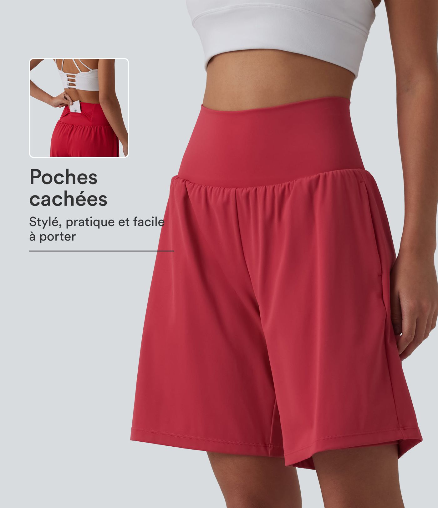 Short de yoga 2-en-1 SoftlyZero™ Airy taille très haute effet frais InstantCool 22,8 cm avec poches