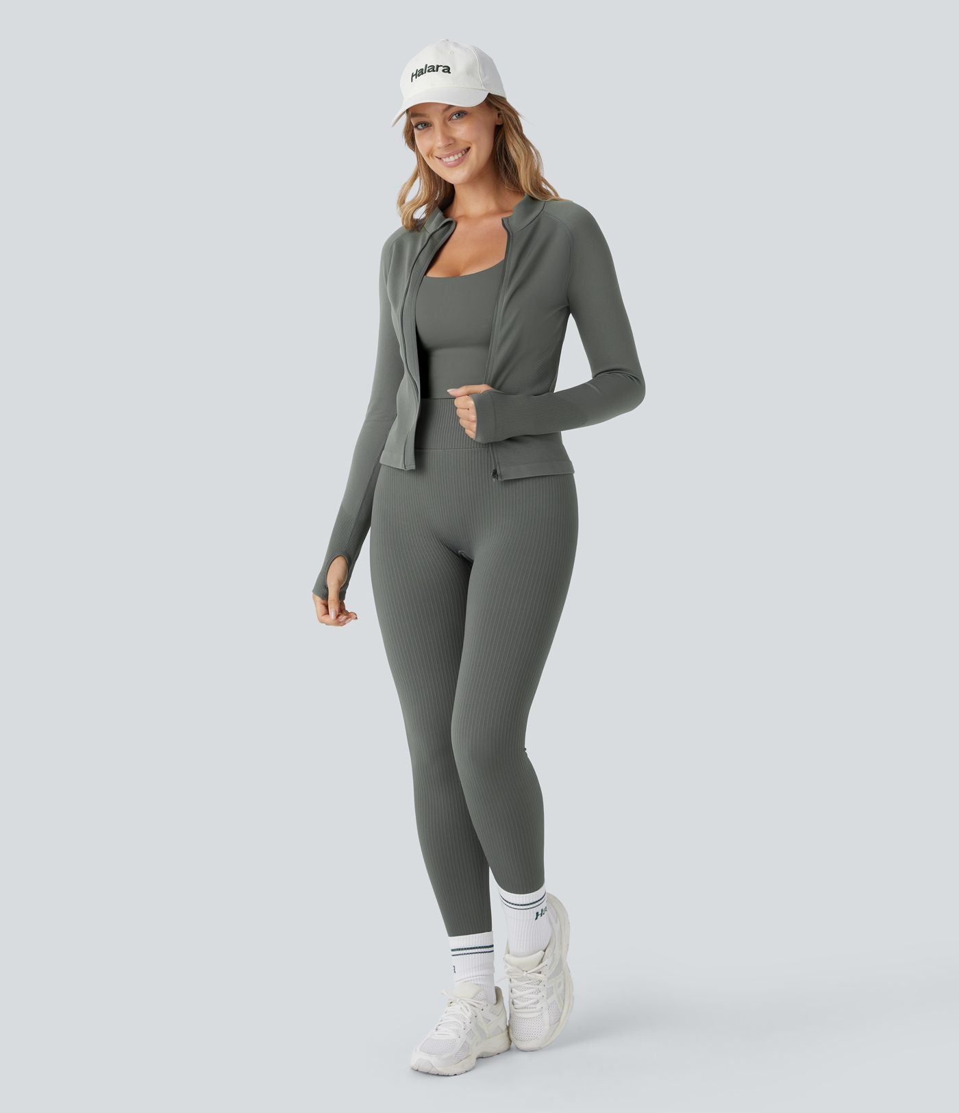 Legging yoga 7/8 gainant taille haute côtelé doux sans couture OneForm Seamless Flow