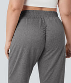 Jogging yoga grande taille froncé taille haute avec cordon de serrage et poches