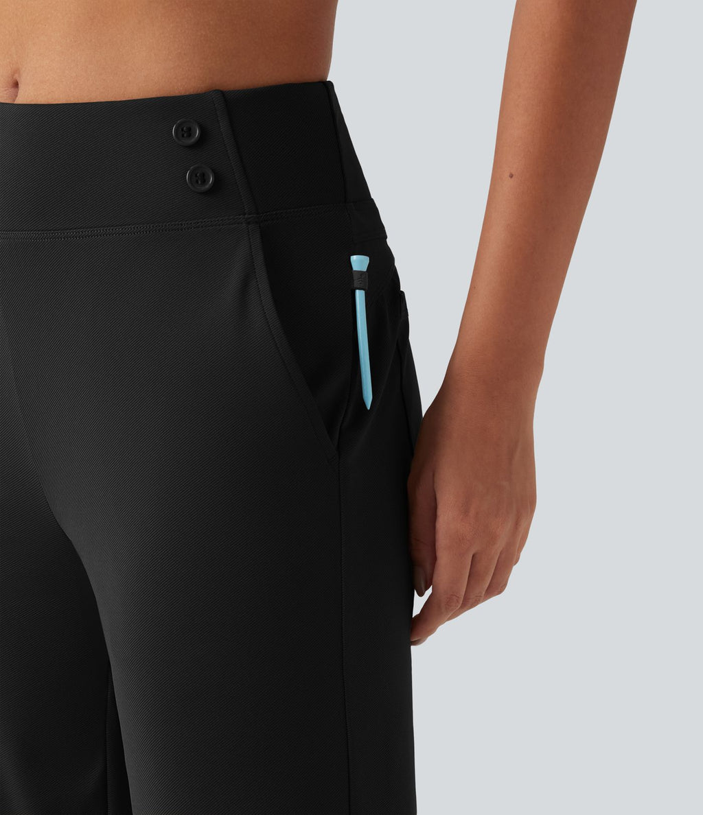 Pantalon de golf capri taille mi-haute avec poches, séchage rapide, protection solaire UPF 40+