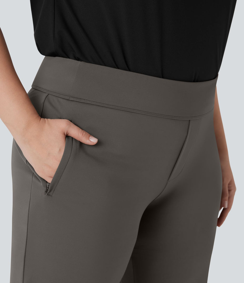 Pantalon tailleur évasé grande taille taille haute Halara Flex™ DayStretch avec poches zippées latérales