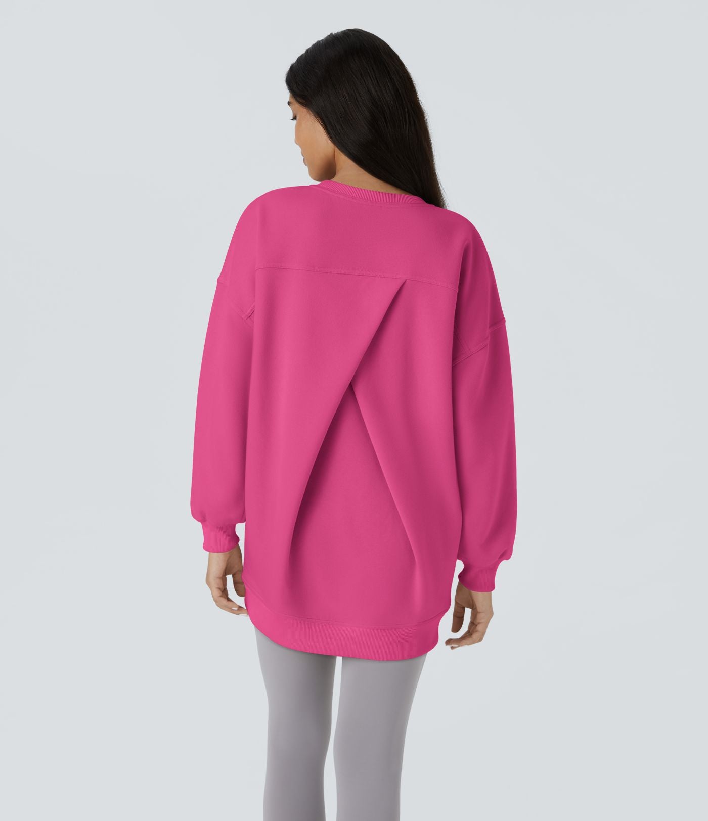 Sweat-shirt décontracté en polaire, col rond, manches longues, poches latérales, coupe oversize