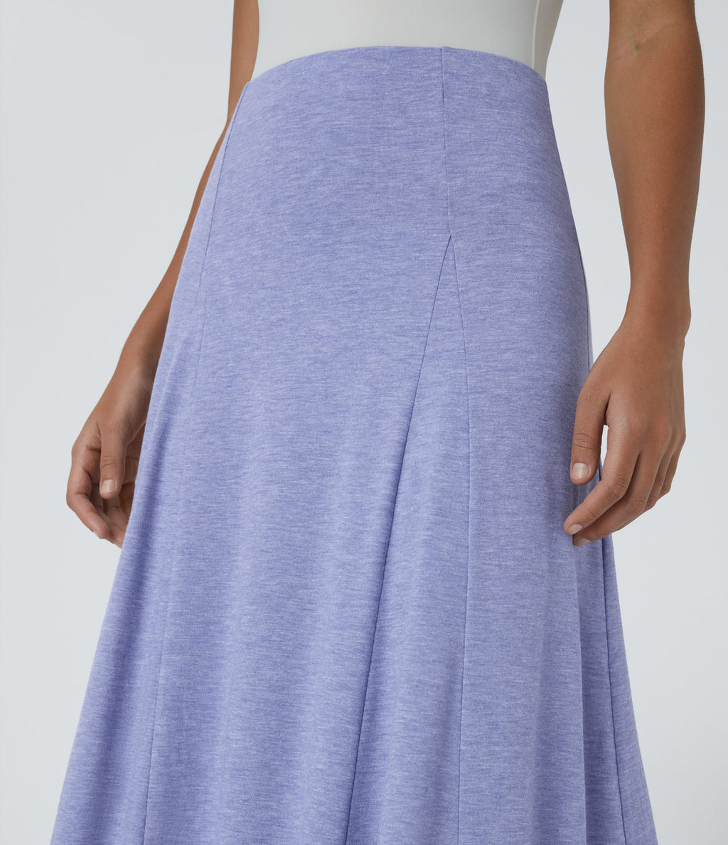 Jupe Évasée Casual Longue Fermeture Éclair Latérale Taille Haute