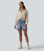 Short denim ample décontracté Halara Flex™ taille haute avec poches