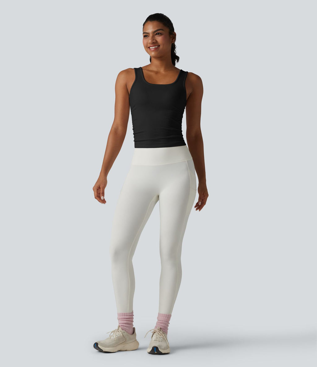 OneForm Seamless Flow Débardeur de yoga sans couture col carré avec fronces