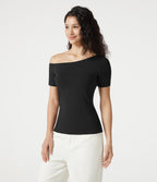 T-shirt casual Halara en jersey de coton asymétrique brassière intégrée bonnets B à DD