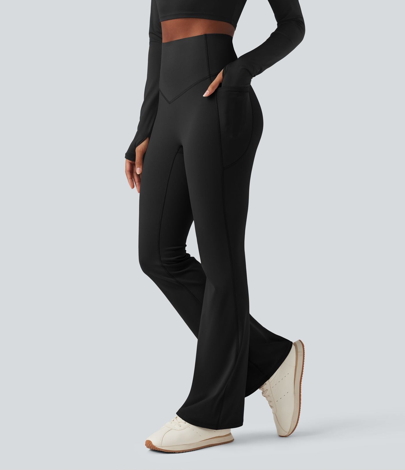 Legging bootcut polaire thermique yoga gainant modelant taille haute Halara UltraSculpt™ Heat avec poches