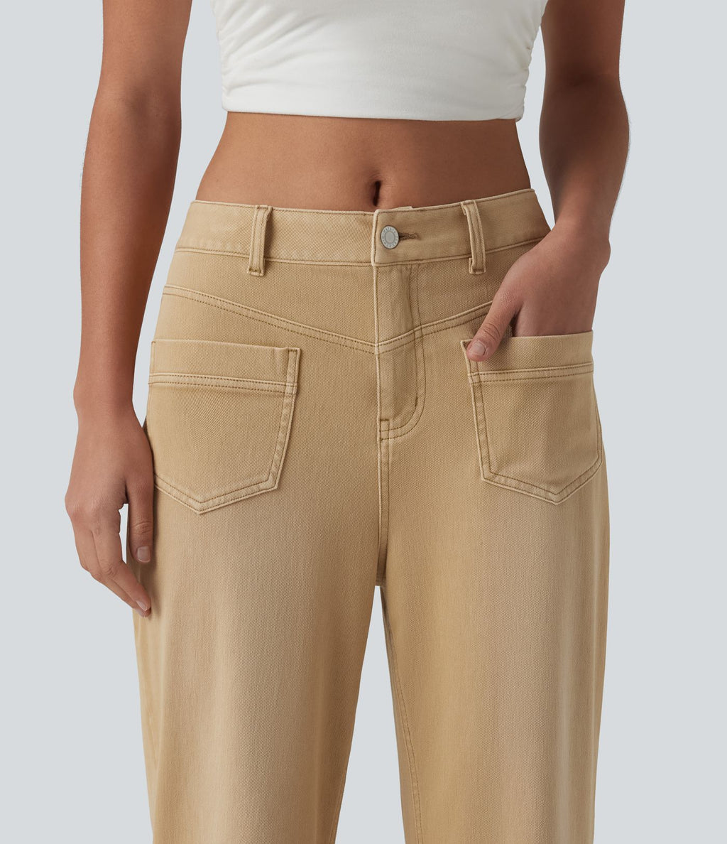 Jean droit Halara Flex™ décontracté coloré taille mi-haute avec poches