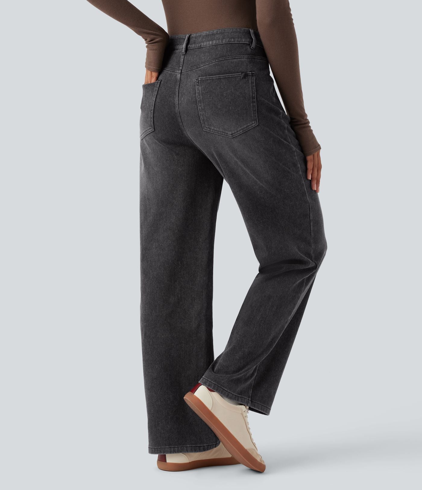 Halara Flex™ Jean coupe droite décontracté taille mi-haute avec poches