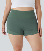 Short Yoga Grande Taille 2-en-1 à Taille Haute avec Poche Arrière