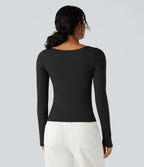Top casual chaud push-up à col cœur et manches longues - Bonnet A/B