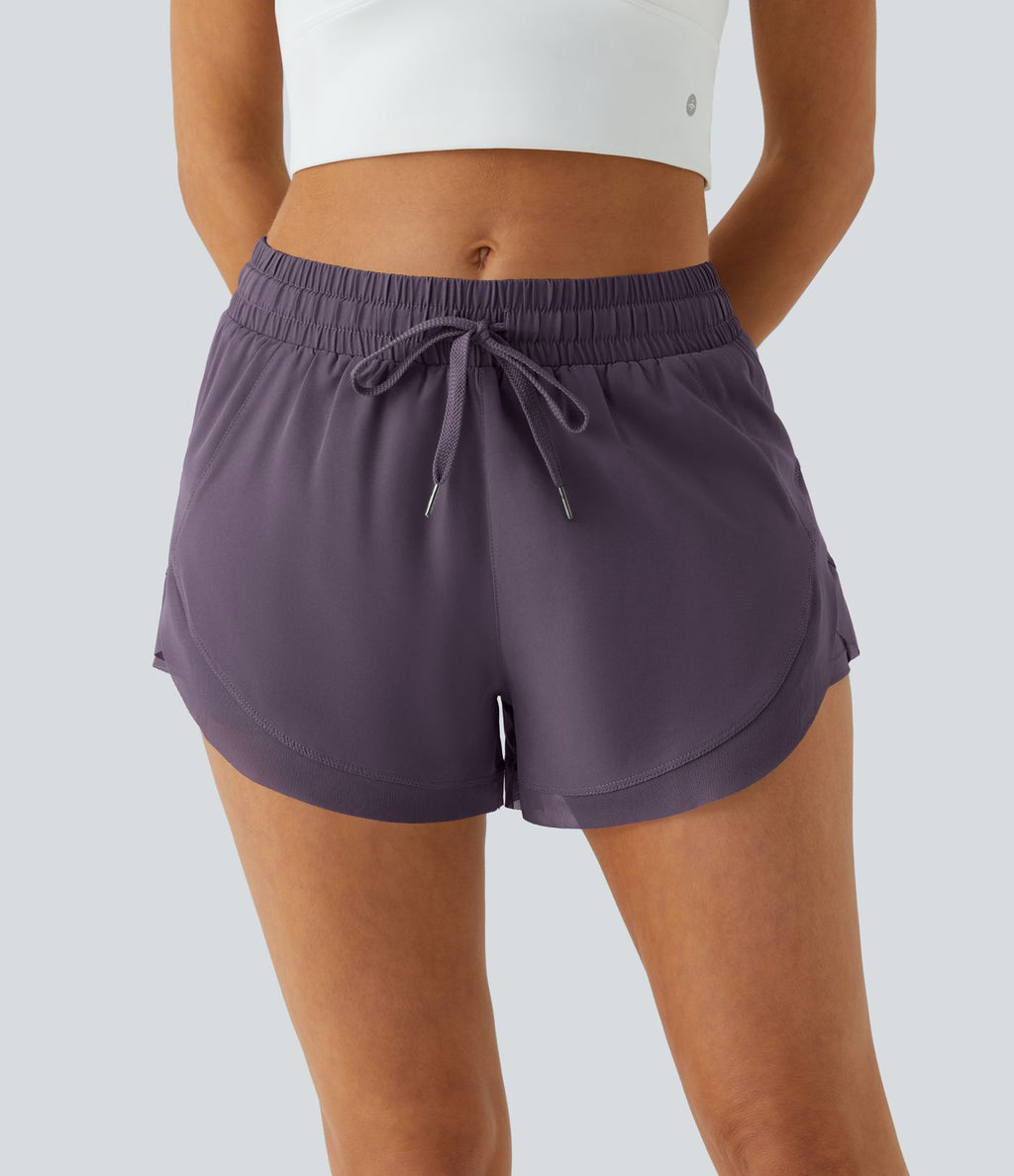 Shorts Running 7,5cm 2 en1 Taille Mi-Haute Cordon de Serrage Empiècement Mesh Contrastant