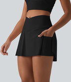 Jupe-short de tennis SoftlyZero™ Airy gainante croisée à effet frais InstantCool et poches, Lucid, protection solaire UPF50+