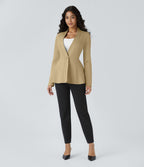 Veste péplum de travail col en V avec un bouton