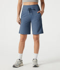 Short de sport SoftlyZero™ en peluche, taille haute, à cordon de serrage et poches